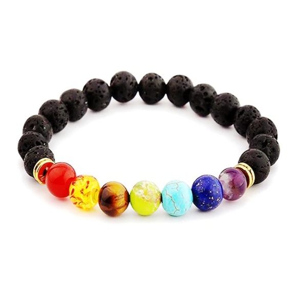Lava Rock Aromatherapy Diffuser 7 Chakra Bracelet - Picture 5 of 6
